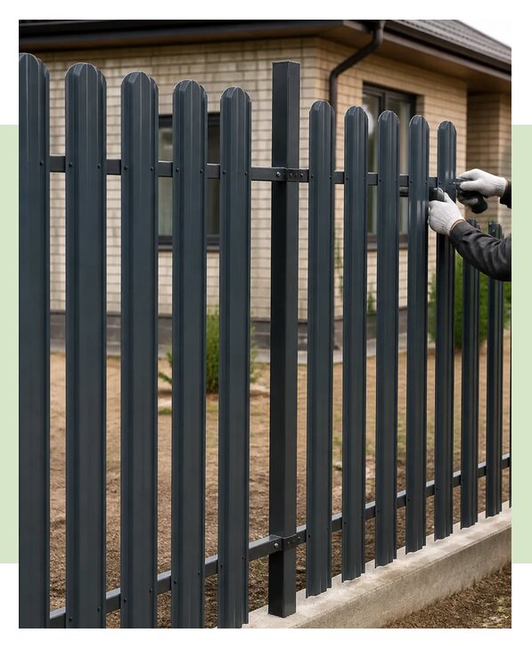 Монтаж полукруглого металлического штакетника в Подольске